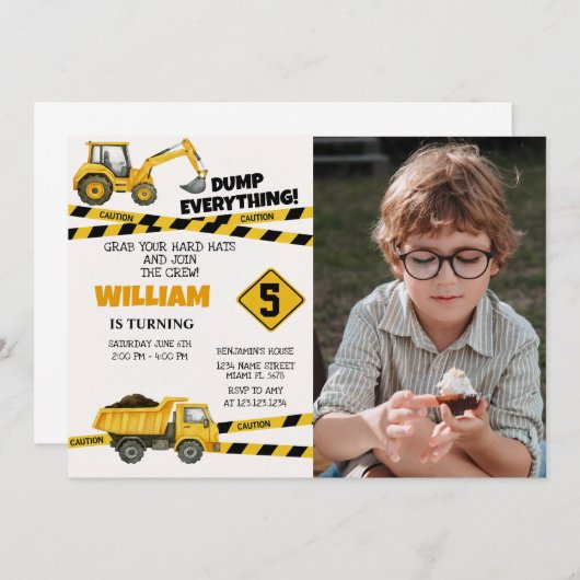 Invitations de la partie de construction avec phot (Devant / Derrière)