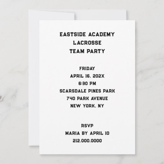 Invitations de la partie de crosse (Dos)