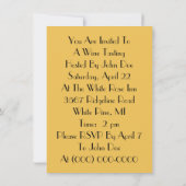 Invitations de la partie de dégustation de vin de  (Dos)