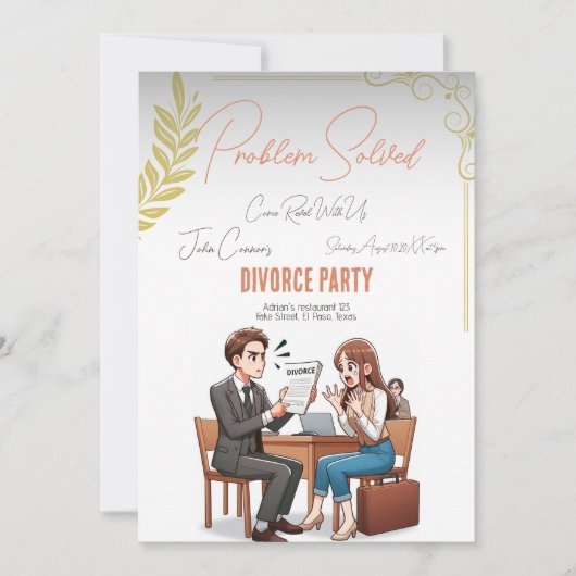 Invitations de la partie de divorce : Problème rés (Devant)