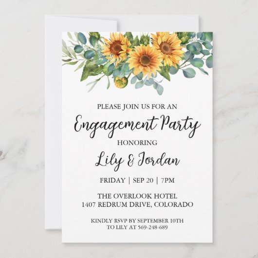 Invitations de la partie de fiançailles d'Eucalypt (Devant)