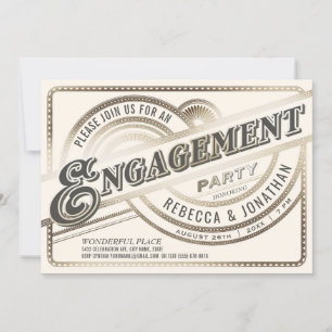 Invitations de la partie de l'engagement - Or blan
