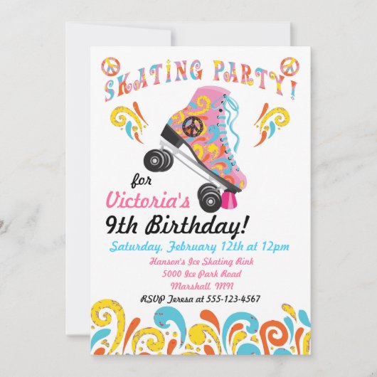 Invitations de la partie de patinage super (Devant)