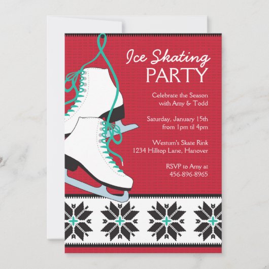 Invitations de la partie de patinage sur glace (Devant)