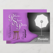 Invitations de la partie de photos violet (Devant / Derrière)