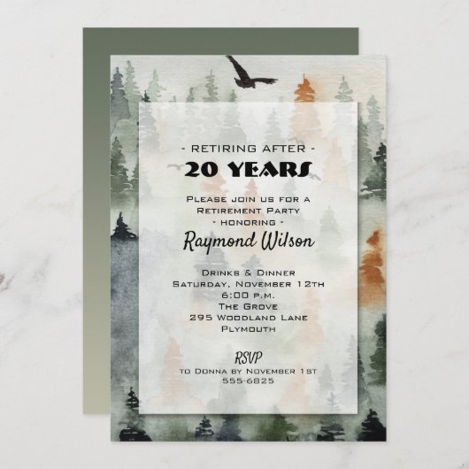 Invitations de la partie de retrait de la forêt (Devant / Derrière)