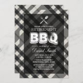 Invitations de la partie de retraite BBQ Plaid Gre (Devant / Derrière)