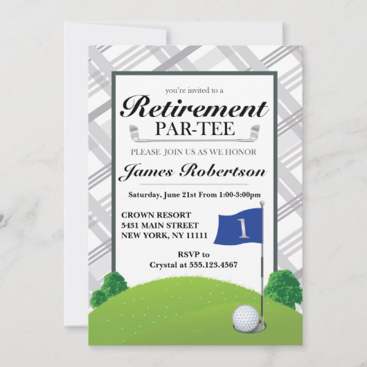Invitations de la partie de retraite de golf (Devant)