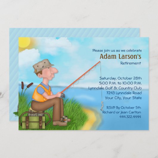 Invitations de la partie de retraite de pêche (Devant / Derrière)