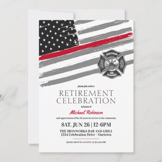 Invitations de la partie de retraite des pompiers (Devant)