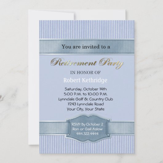Invitations de la partie de retraite en bande bleu (Devant)
