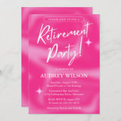 Invitations de la partie de retraite rose et blanc (Devant / Derrière)