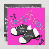 Invitations de la partie de sock Hop (Devant / Derrière)