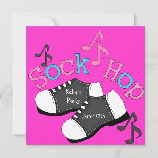 Invitations de la partie de sock Hop (Devant)