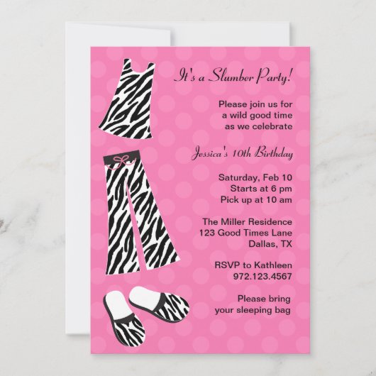 Invitations de la partie de Zebra Print Stwood (Devant)