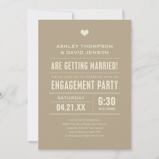 Invitations de la partie d'engagement (Devant)