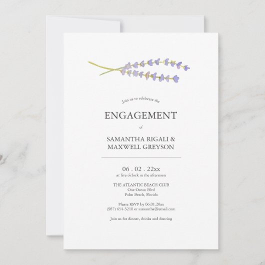 Invitations de la partie d'engagement Aquarelle La (Devant)