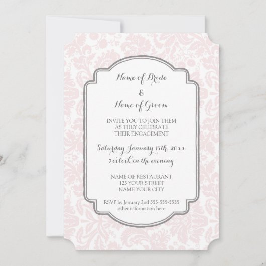 Invitations de la partie d'engagement Blush Grey D (Devant)
