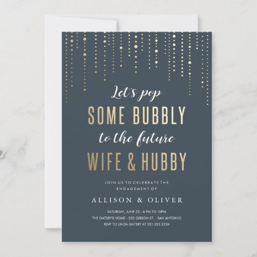 Invitations de la partie d'engagement Bubbly Faux (Devant)