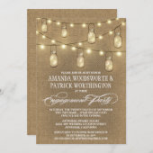 Invitations de la partie d'engagement Burlap Mason (Devant / Derrière)