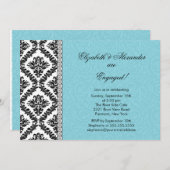 Invitations de la partie d'engagement Damask Blue (Devant / Derrière)