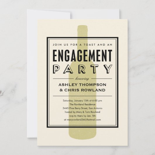 Invitations de la partie d'engagement de la boutei (Devant)