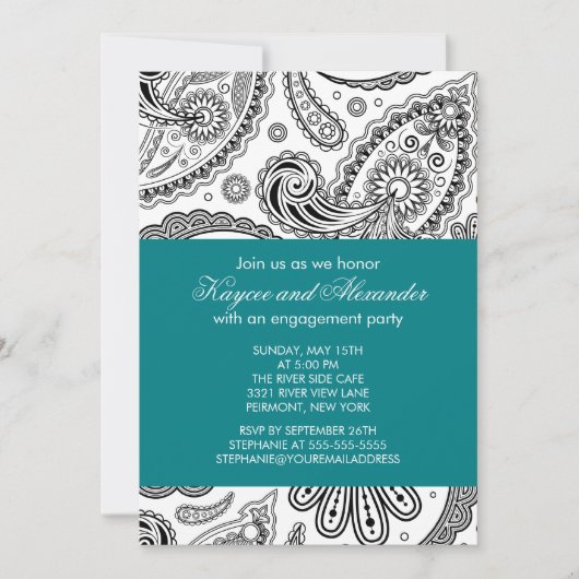 Invitations de la partie d'engagement de Paisley T (Devant)