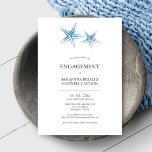 Invitations de la partie d'engagement de plage Aqu<br><div class="desc">Ces invitations de beach fiançailles ont des étoiles de mer dans les tons bleus. Utilisez les champs modèle pour ajouter vos détails personnalisés. Commandez des invitations imprimables ou des cartes imprimées en ligne. Un choix côtier pour des événements à thèmes balnéaires et nautiques. Pour voir d'autres créations comme celle-ci, visitez...</div>