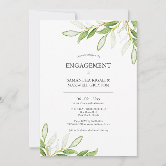Invitations de la partie d'engagement des Feuilles (Devant)