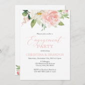 Invitations de la partie d'engagement florale rose (Devant / Derrière)