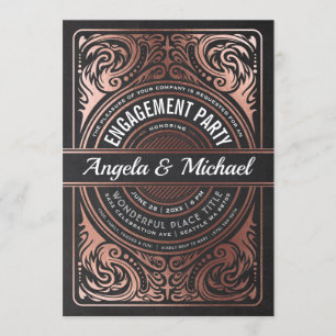 Invitations de la partie d'engagement Gold noir et