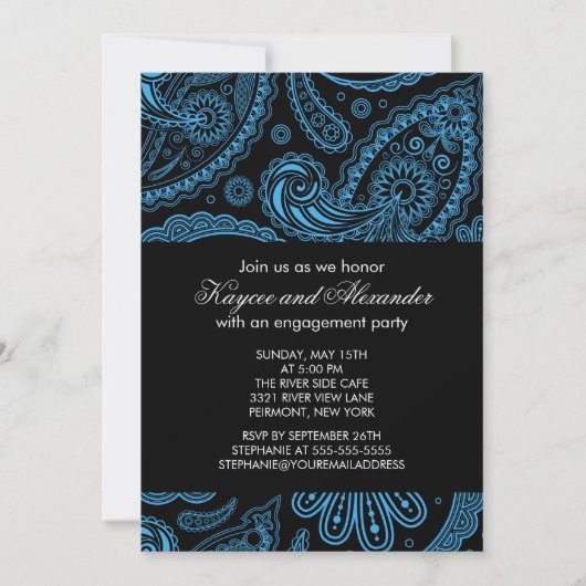 Invitations de la partie d'engagement Modern Blue (Devant)