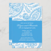 Invitations de la partie d'engagement Modern Blue  (Devant / Derrière)