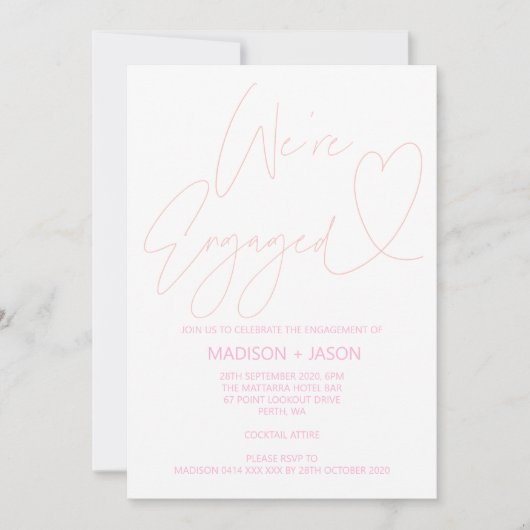 Invitations de la partie d'engagement moderne Blus (Devant)