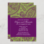 Invitations de la partie d'engagement Purple Paisl (Devant / Derrière)
