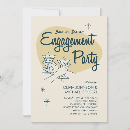 Invitations de la partie d'engagement rétro (Devant)