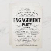 Invitations de la partie d'engagement Vintage (Devant / Derrière)