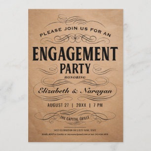 Invitations de la partie d'engagement Vintage défi