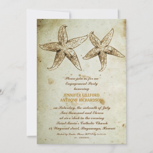 INVITATIONS DE LA PARTIE ENGAGEMENT VINTAGE SUR LA (Devant)