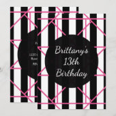 Invitations de la partie géométrique noire blanche (Devant / Derrière)