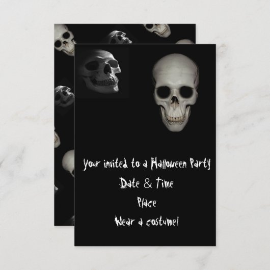 Invitations de la partie Halloween du crâne (Devant / Derrière)
