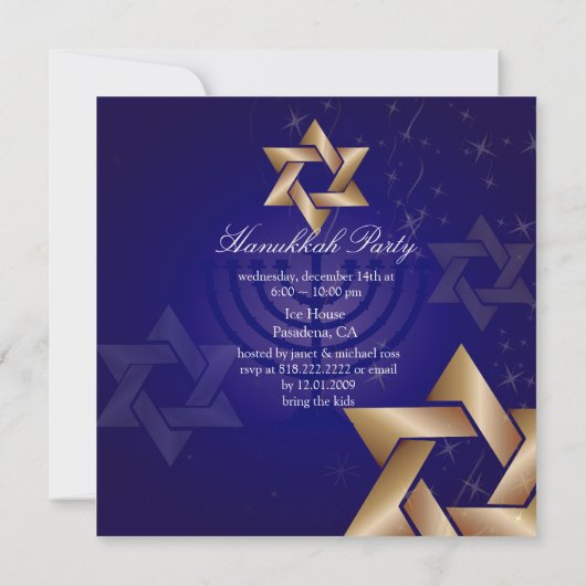 Invitations de la partie Hanoukka (Dos)