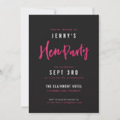Invitations de la partie Hot Pink & Black Hen (Devant)
