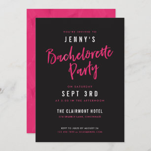 Invitations de la partie Hot Rose & Black Bachelor
