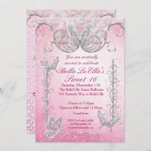 Invitations de la partie papillon diamant