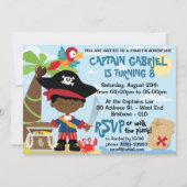 Invitations de la partie pirate de garçon afro-amé (Devant)