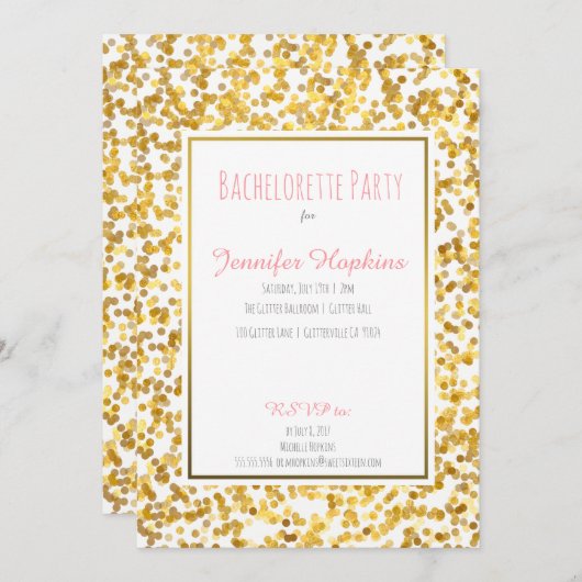 Invitations de la partie Pois Gold Paint (Devant / Derrière)