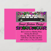Invitations de la partie Sweet sixteen à la limous (Devant / Derrière)