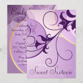 Invitations de la partie Sweet sixteen de Purple S (Devant / Derrière)