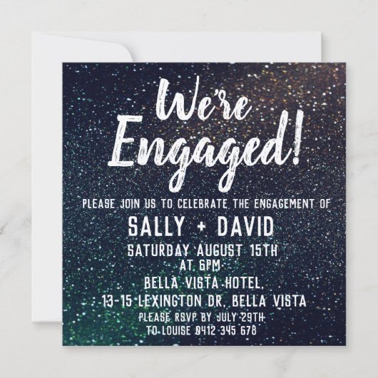 Invitations de la Parties scintillant Engagement P (Devant)